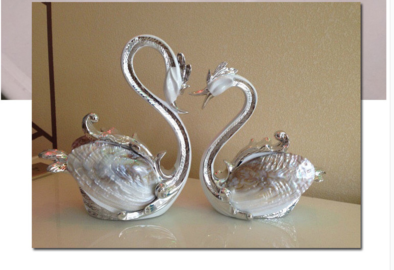 礼赫家饰贝壳天鹅摆件一对客厅电视柜装饰创意工艺品高档新人闺蜜结婚