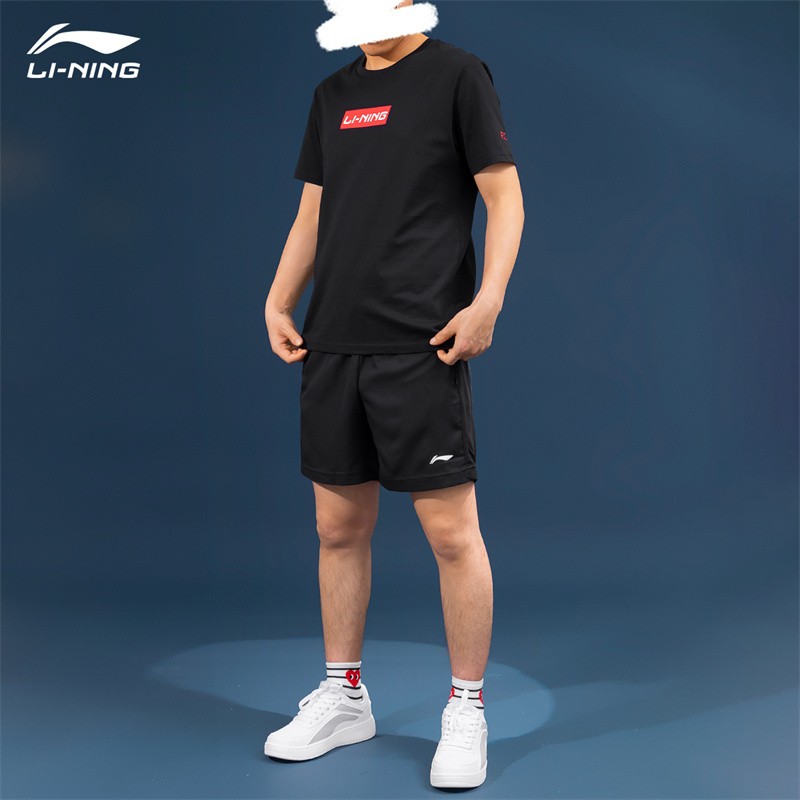套装李宁运动套装男装夏季衣服男士圆领短袖短裤子t恤男运动服健身衣