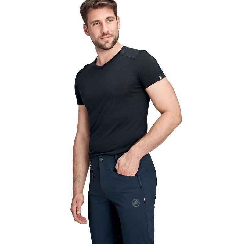 mammut猛犸象trekkers男士防泼水透气弹力软壳裤黑色m