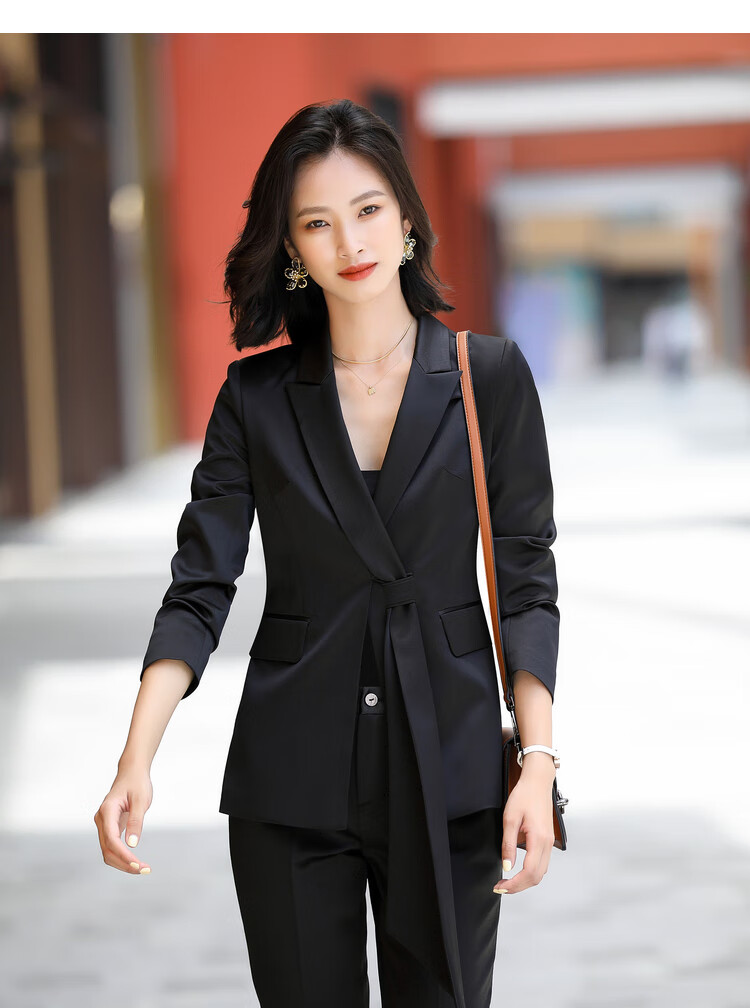 秋季新款设计感小众不规则洋气飘带上衣御姐风总裁正装高端仿真丝西服