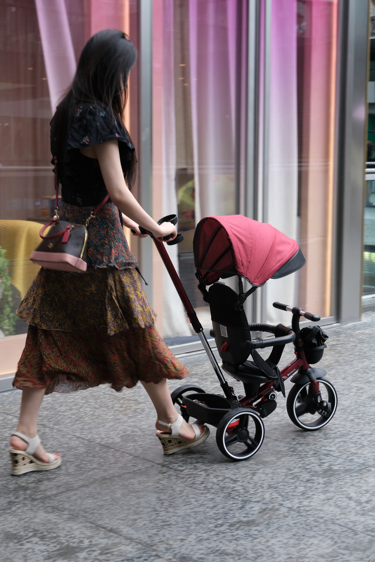 好莱福遛娃神器儿童三轮车手推三轮车折叠双向推行宝宝脚踏车15岁便携