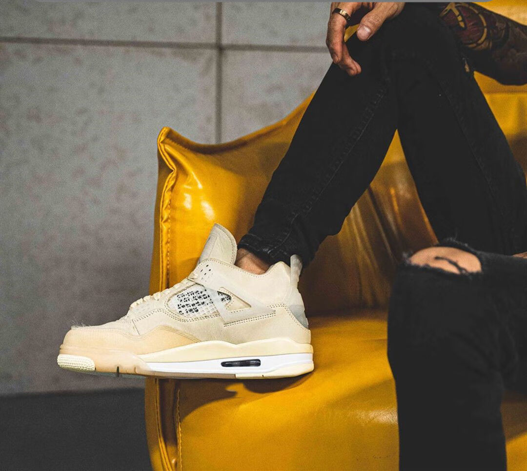 off white x aj4 乔4 蝉翼 半透明 白帆 ow联名篮球鞋 cv9388-100 乔4