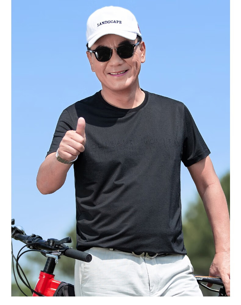 老爷车父亲节衣服短袖t恤男宽松爸爸装体恤衫夏装中年男士半袖中老年