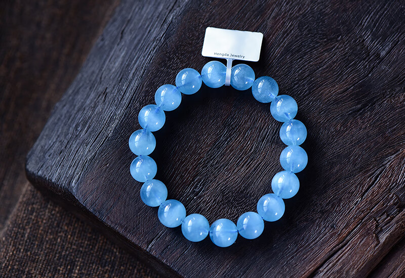 旭元天然强猫眼海蓝宝手链男女款蓝水晶转运手串优质款珠径约98mm重约