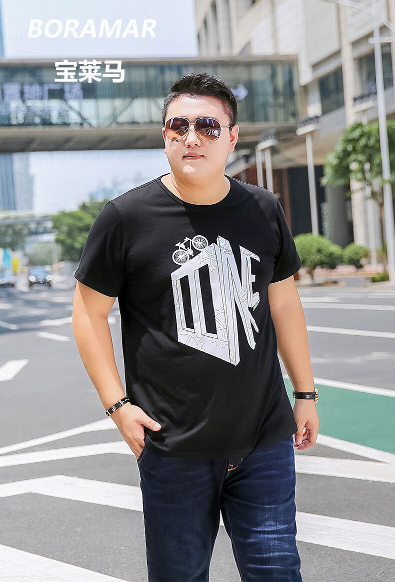 大码男装夏天亚麻加肥加大200斤肥佬男装加肥加大码休闲短袖t恤夏天