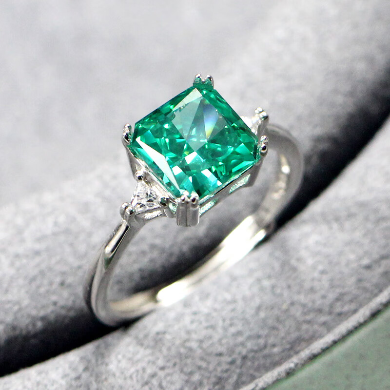 冰花切割雷迪恩正方形帕拉伊巴碧玺海蓝宝紫锂辉石粉熔宝石戒指女活口