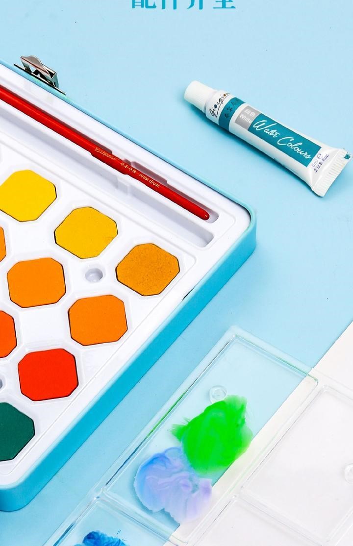 48色固体水彩颜料珠光水彩画画颜料水彩绘画套装分装水彩 乔24色绿