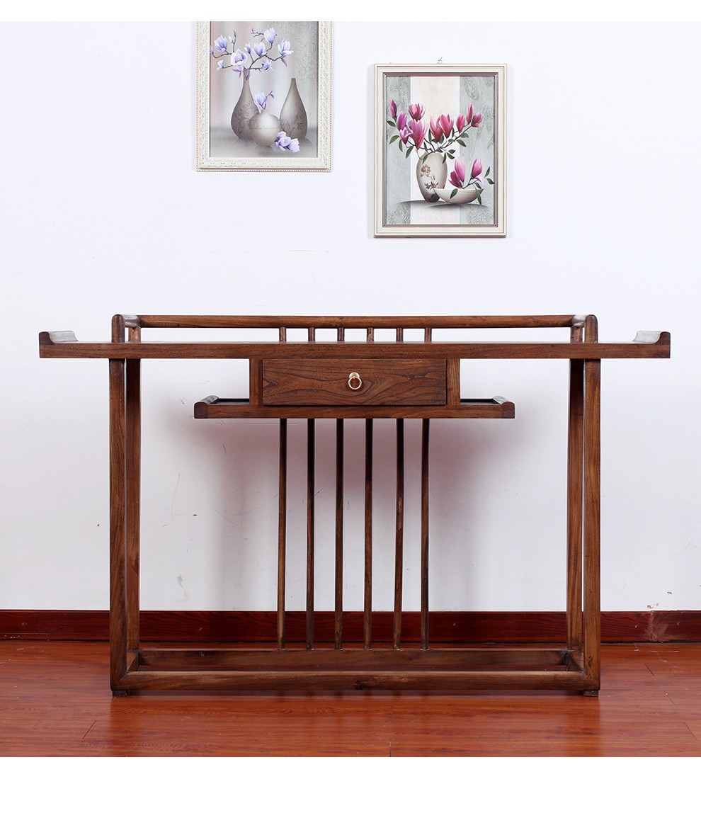 悦渔新中式玄关桌实木条案供桌条几禅意翘头案玄关柜现代中式装饰柜