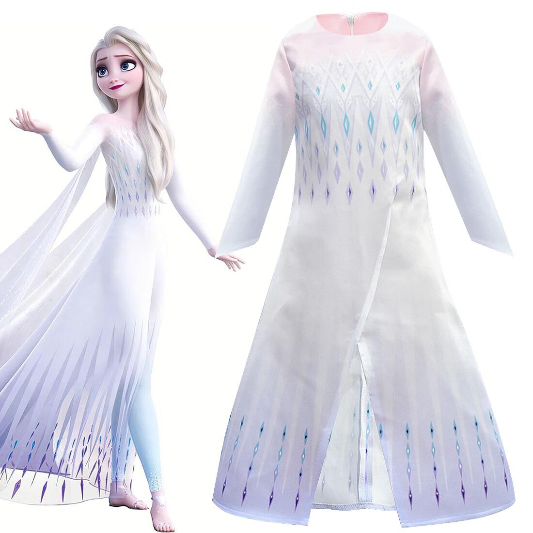 67656765同款洋气新品冰雪奇缘2艾莎公主裙cosplay爱莎白色