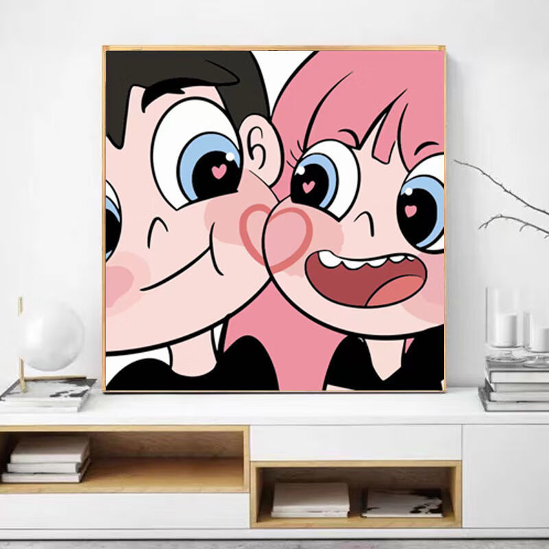 卫亮 情侣头像数字油画diy人物画情人节礼物七夕手工涂色女友装饰画