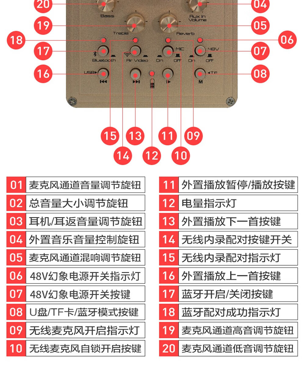 lpta 魔三魔3v5网红直播k歌音箱户外充电便携音响sn9