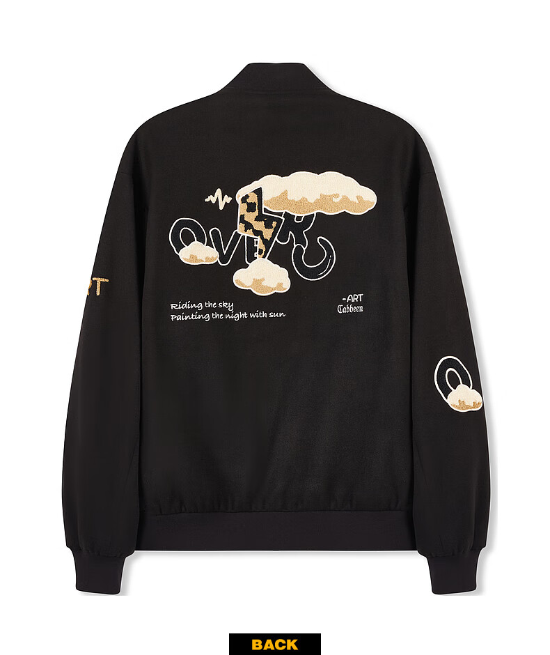 Cabbeen [Thickened Brushed Fabric] Men's Towel Embroidered Baseball Jacket Loose Fit American Street Style Coat 16