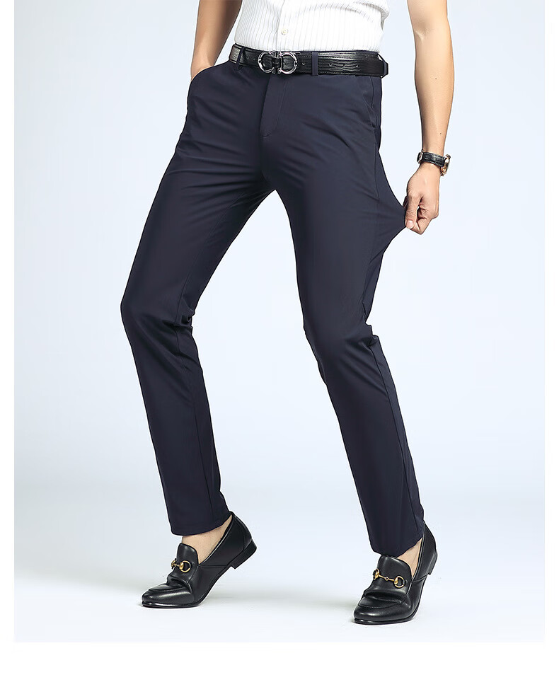 轻奢冰丝西裤男士夏季薄款直筒修身裤垂感高端商务休闲男裤感依伊纯