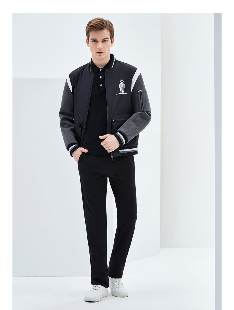 ports宝姿男装秋冬新款明星同款太空系列棒球服夹克ml9j024zwo001