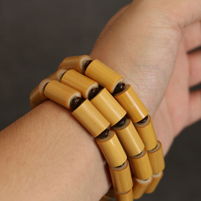 纯手工精磨天然实心玉竹手持手串把件竹制文玩项链手链竹珠串09cm直径