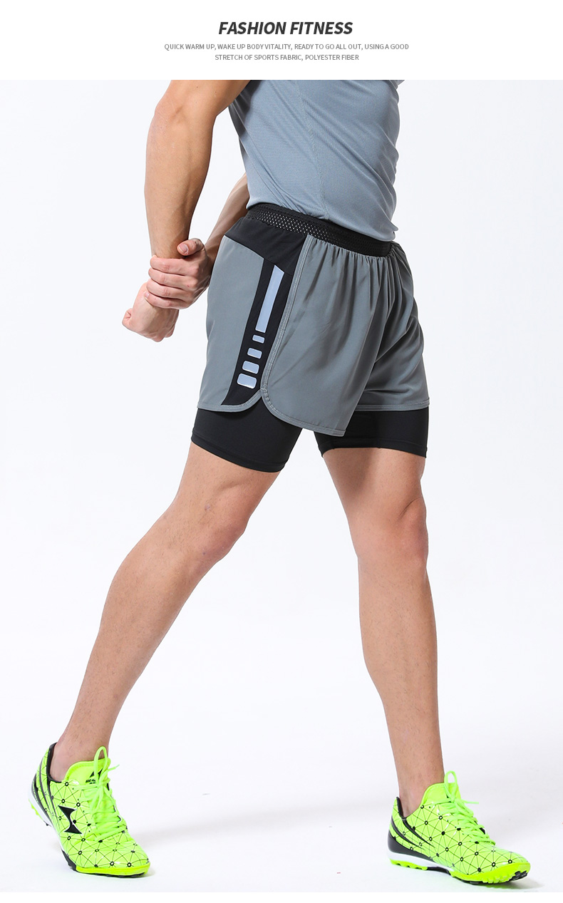 运动短裤男休闲女健身速干跑步冰丝紧身裤夏季三分球裤b23039灰色m码