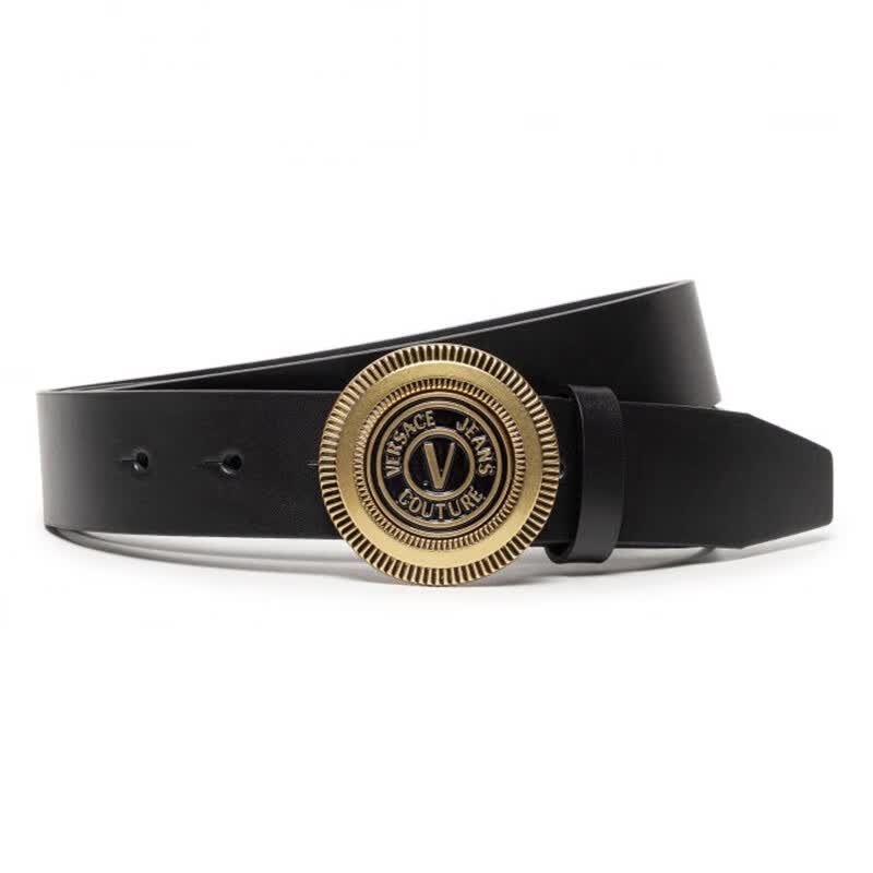 【顺丰预售】versus范瑟丝皮带 男士黑色系v字徽章时尚休闲腰带 71ya6