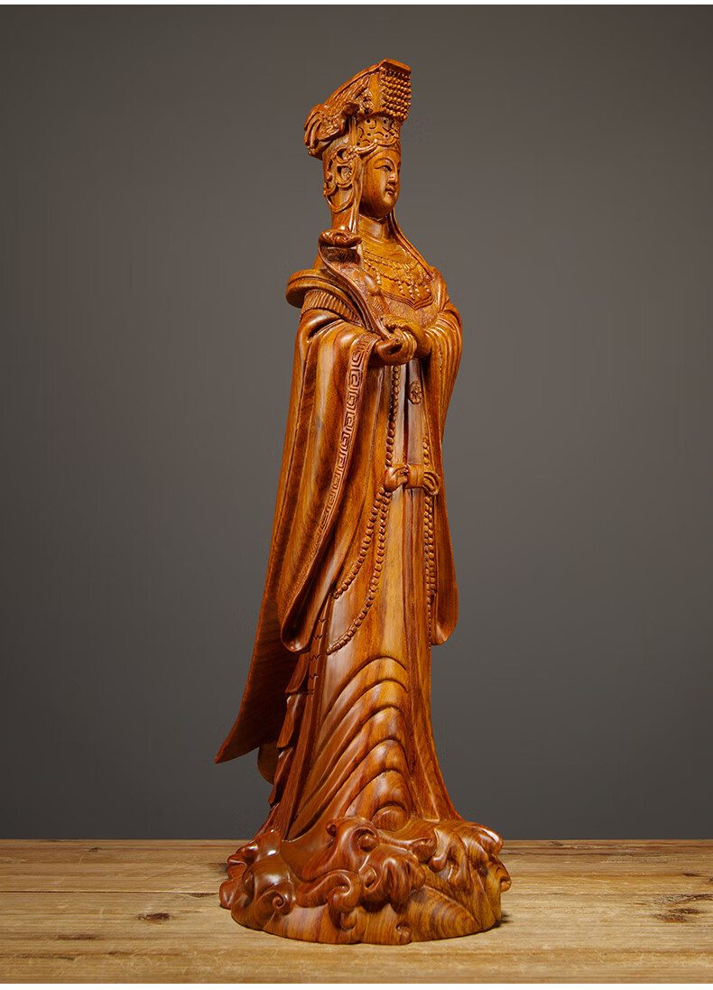 鲁积图 花梨木雕刻妈祖神像摆件湄洲海神天上圣母红木工艺品家居供奉