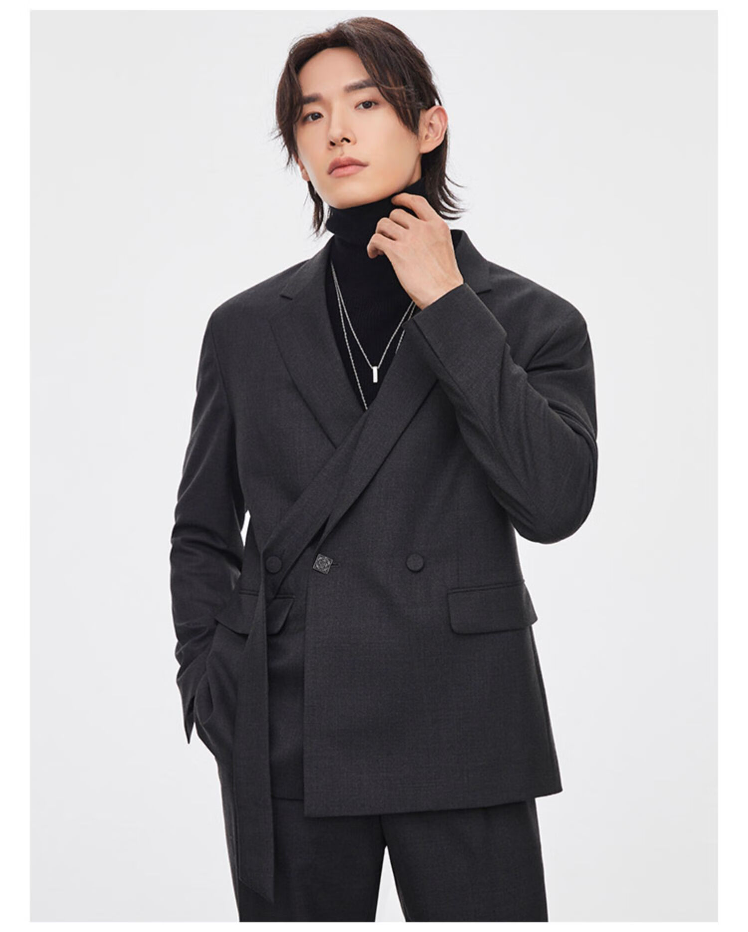 ziozia休闲西服男韩系青年时尚舒适休闲西便服zkg13808f炭灰色95170