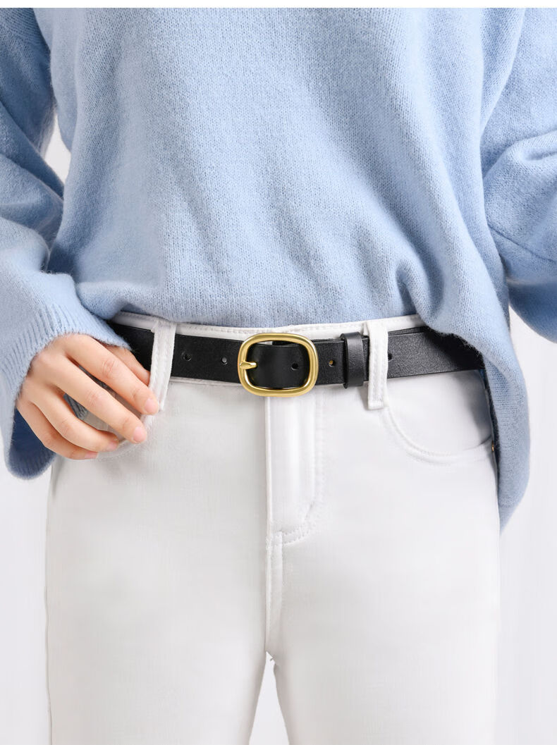 高档【新品上市】皮带女简约百搭时尚韩国纯女士潮流腰带真皮学生黑色