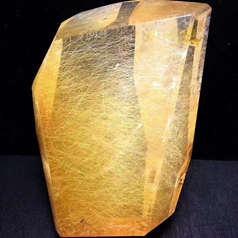 天然金发晶原石摆件发质金黄亮泽发丝浓密发丝顺晶体通透晶莹剔透手工