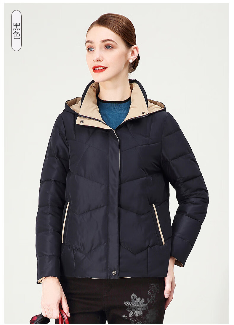 米兰登2020冬季中老年女装妈妈装加厚保暖短款棉衣1l450119-1 黑色