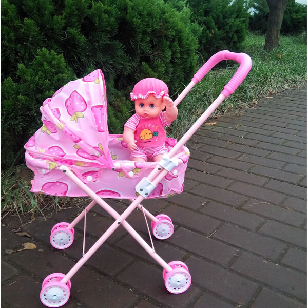 娃娃儿童玩具推车婴儿小推车宝宝手推车学步男女孩过家家咖啡色小轮半