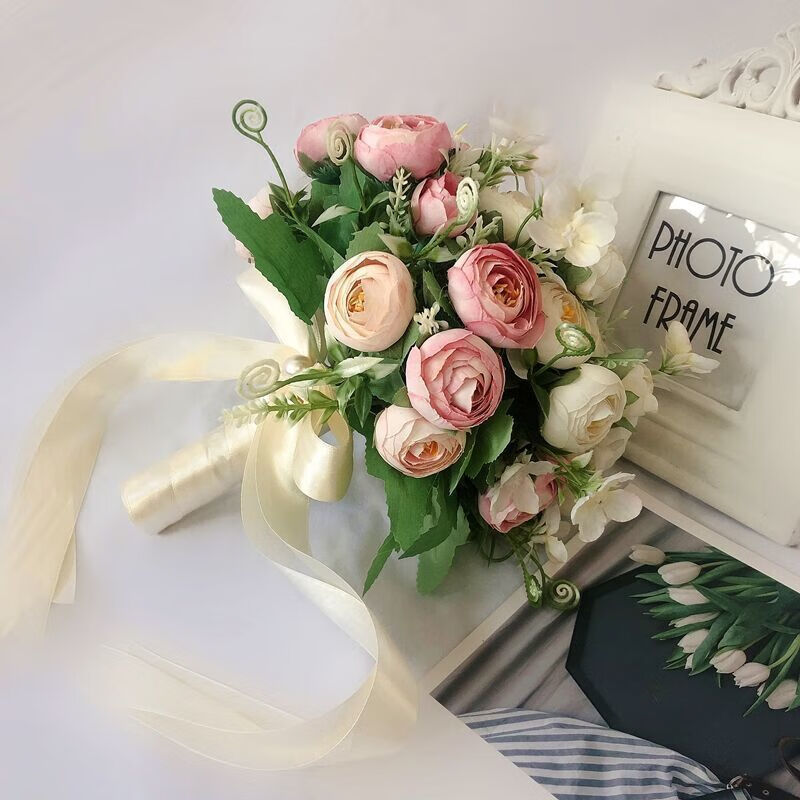 领证拍照手捧花新娘结婚婚礼仿真花拍照道具摄影手工混搭花束sn0101