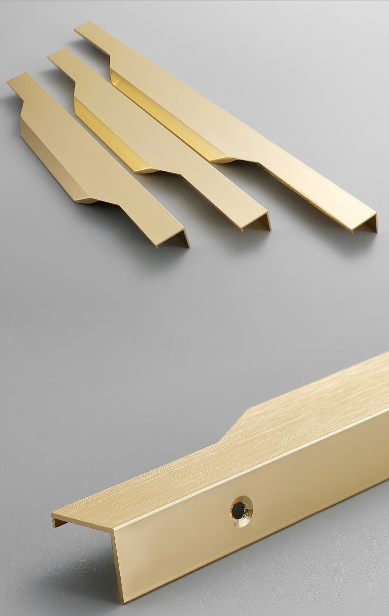 拉手免打孔现代简约橱柜把手嵌入式大衣柜门加长款定制通顶封边拉手