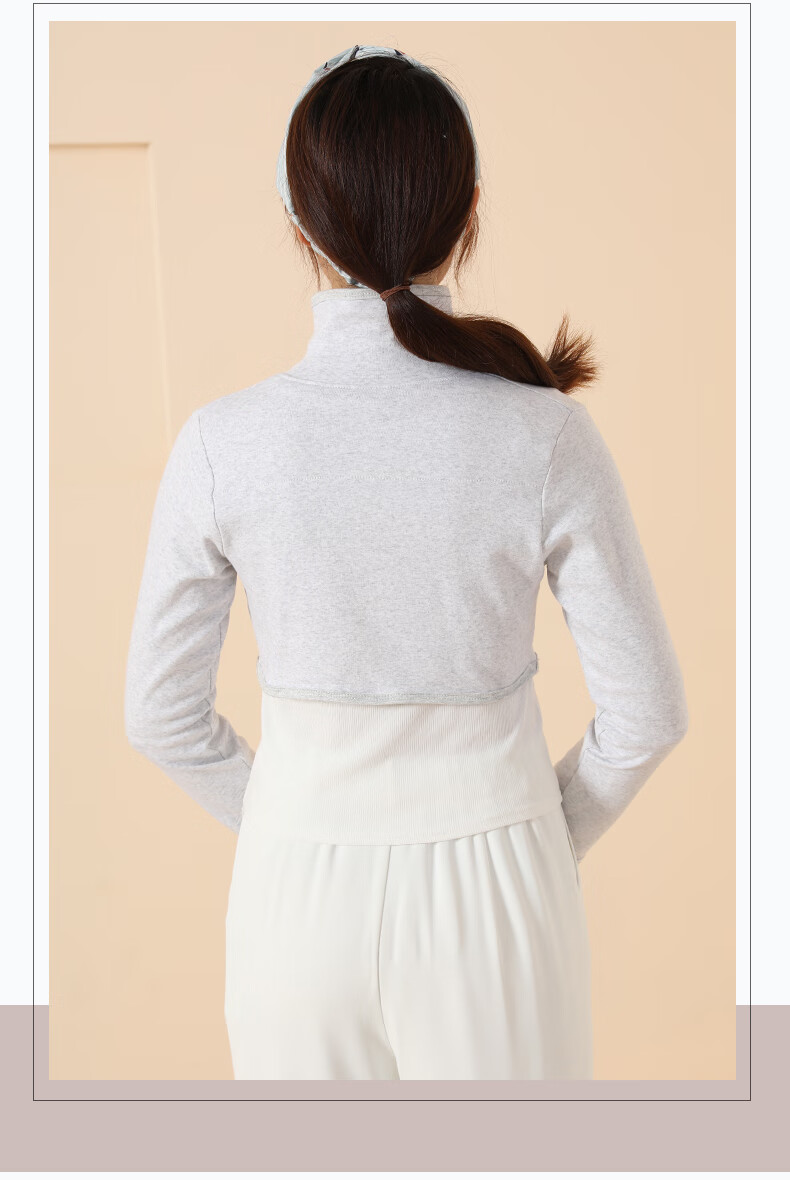 棉护肩坎肩睡觉房保暖男肩周炎女月子披肩春秋薄款 灰色圆领【纯棉薄