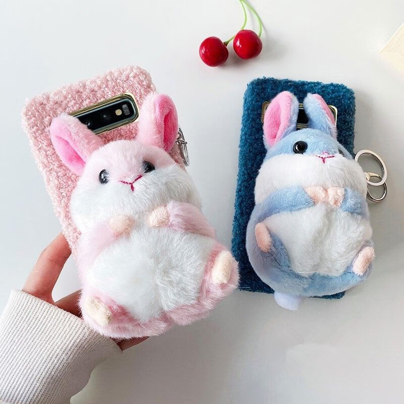 阿法卡通毛绒立体仓鼠三星s20手机壳s9可爱卡通note10超萌粉色a60