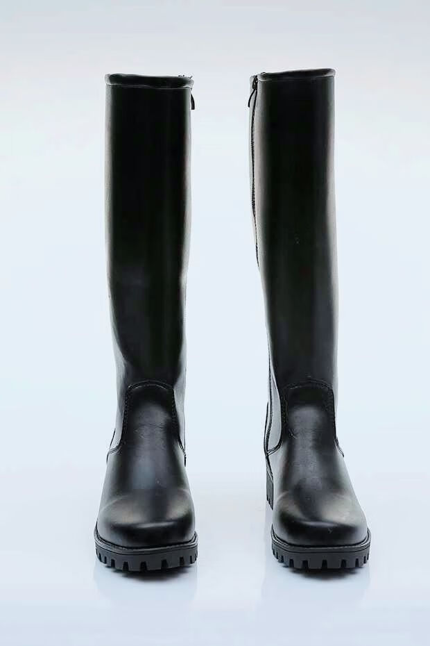 长筒靴子男女皮靴班队阅兵靴马靴演出靴定制联名款 男款拉链单靴 37