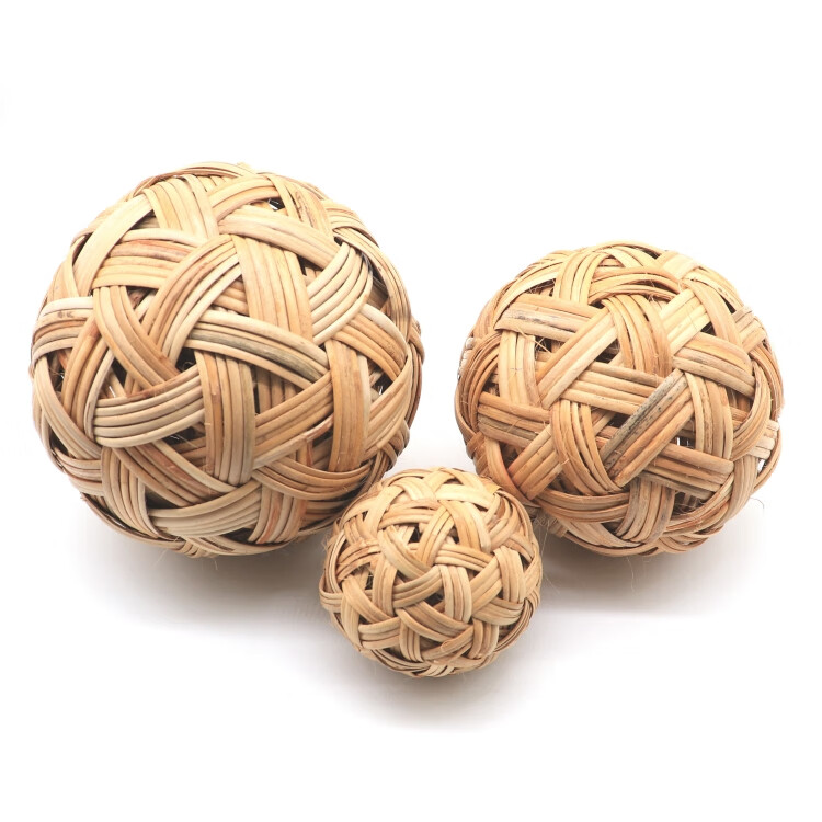 手工编织球蹴鞠球天然藤球绣球道具球古代足球儿童球 中球 直径15cm