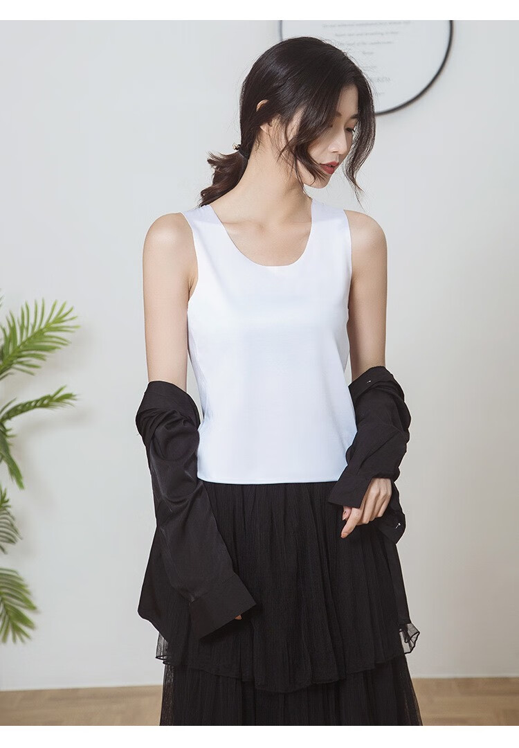 宝娜斯女士背心女冰丝无痕内搭打底衫吊带内衣女式无袖上衣水绿色xl号