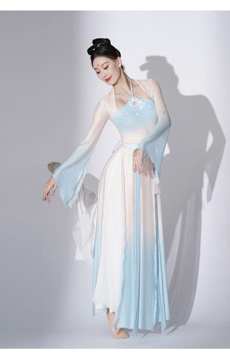 单色古典纱衣舞蹈衣服女身韵飘逸上衣舞练功服演出服新款莲花单独