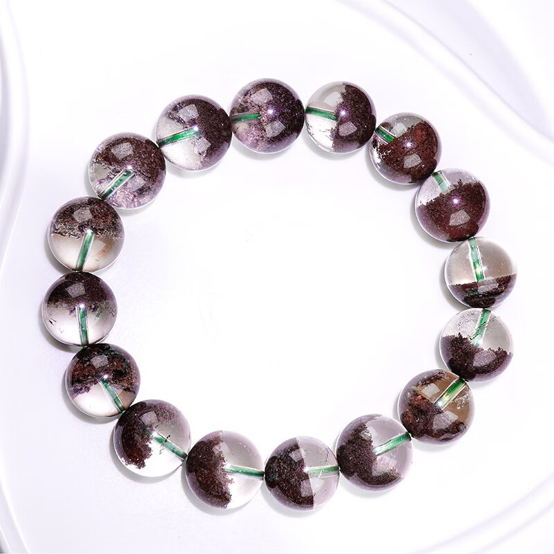 源璐水晶巴西红幽灵手串链半盆聚宝盆绿彩四季紫幽灵转运男女 高货半