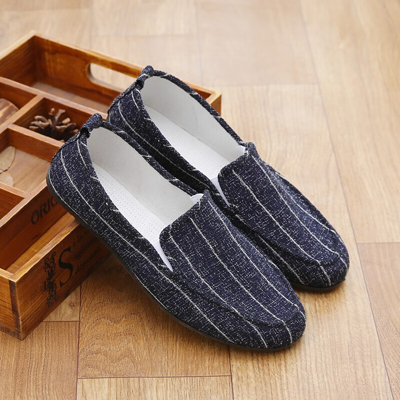 开车鞋男老北京布鞋男士平底休闲懒人一脚蹬青年百搭开车工作透气防滑