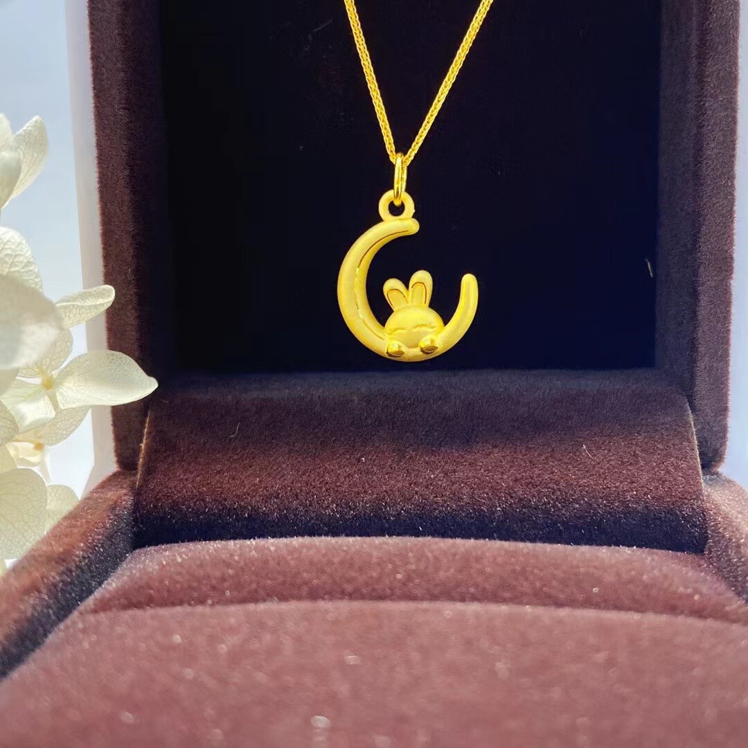 生日礼物 月亮兔吊坠_附质检证书 银项链【图片 价格