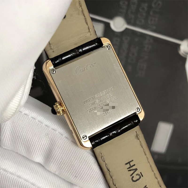 二手95新卡地亚手表坦克tanksolo系列精钢玫瑰金机械男表石英女表小号