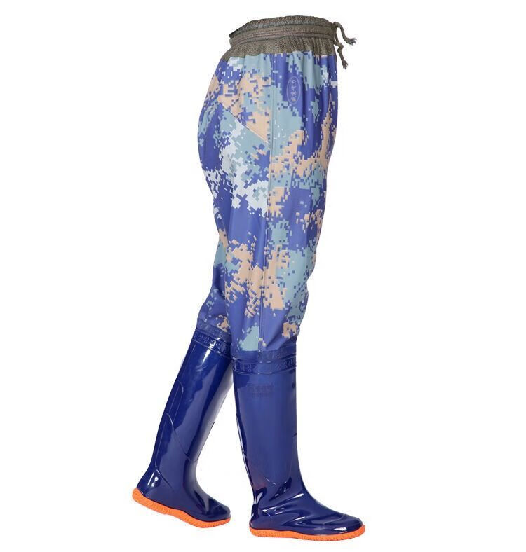 超轻耐磨 防水 软平底齐腰下水裤捞钓捕鱼服男女雨裤水裤半身 黄色062