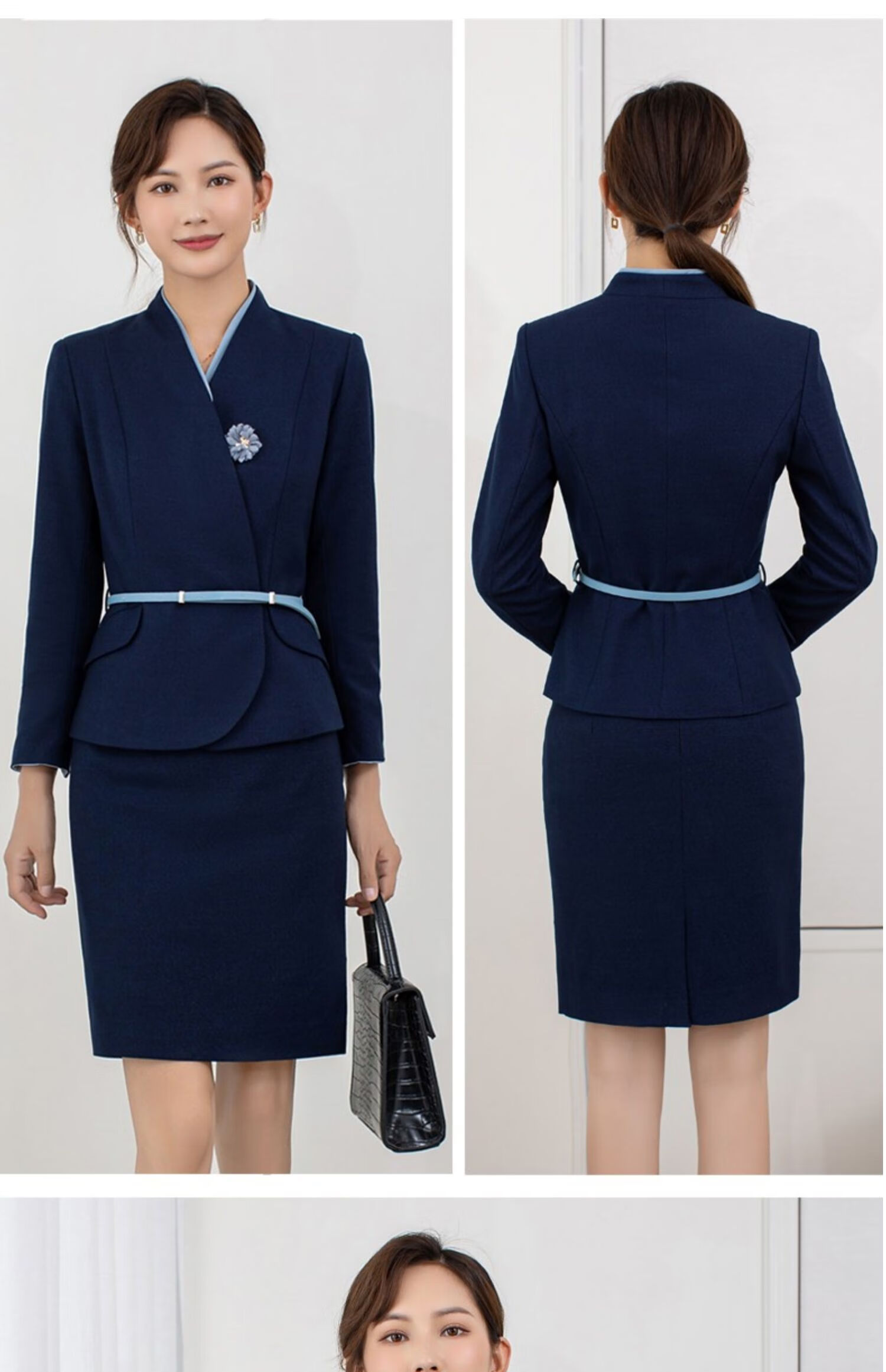 秉藜 海航空姐制服职业连衣裙女空姐制服西装套装工装秋季气质酒店