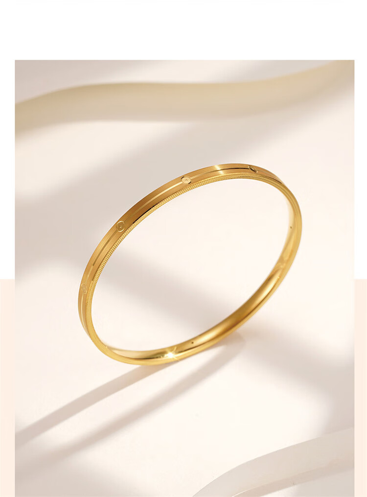 吉盟珠宝 黄金手镯古法手环3d硬金足金手饰圆点仿钻简约送女友妈妈