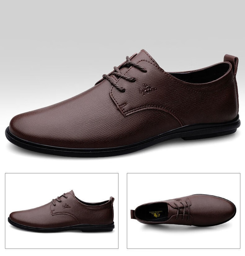 传奇保罗 皮鞋男士夏季新款真皮透气舒适商务正装休闲鞋子男潮流百搭