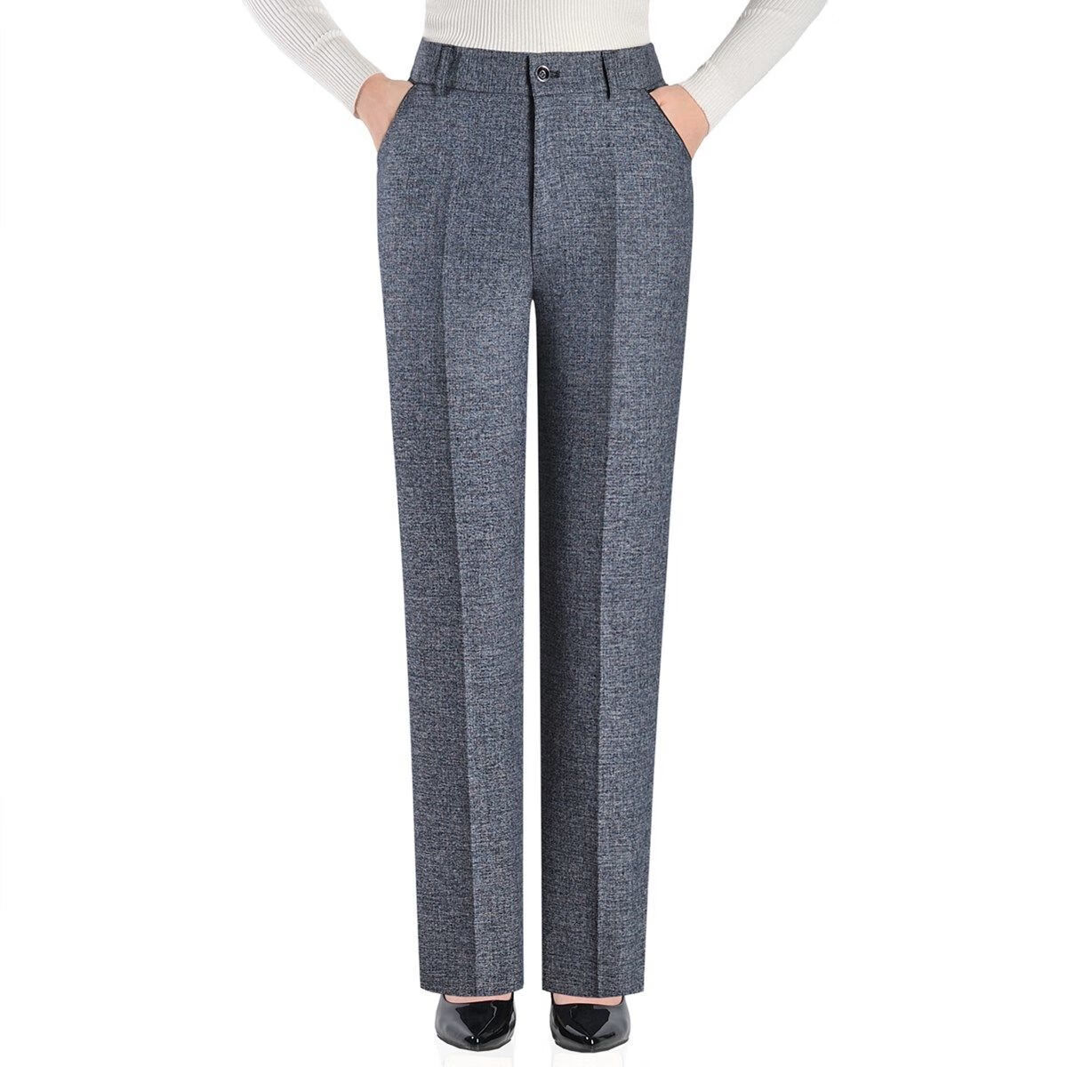 秋冬季新款中年女裤长裤子女装高腰妈妈裤中老年女西裤直筒西装裤灰色