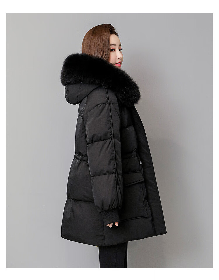 芊森依 羽绒服女2020冬季新款韩狐狸大毛领羽绒外套中长款加厚收腰