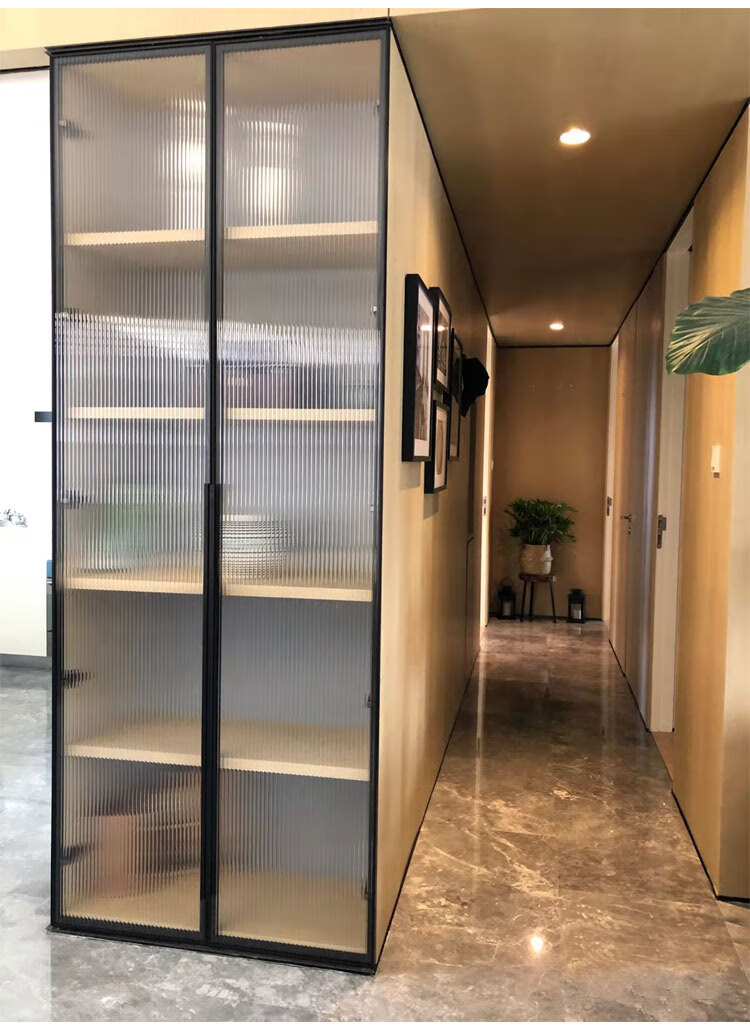 玻璃柜门定做极简窄边平开门衣柜书柜酒柜门铝合金金钢化玻璃定制