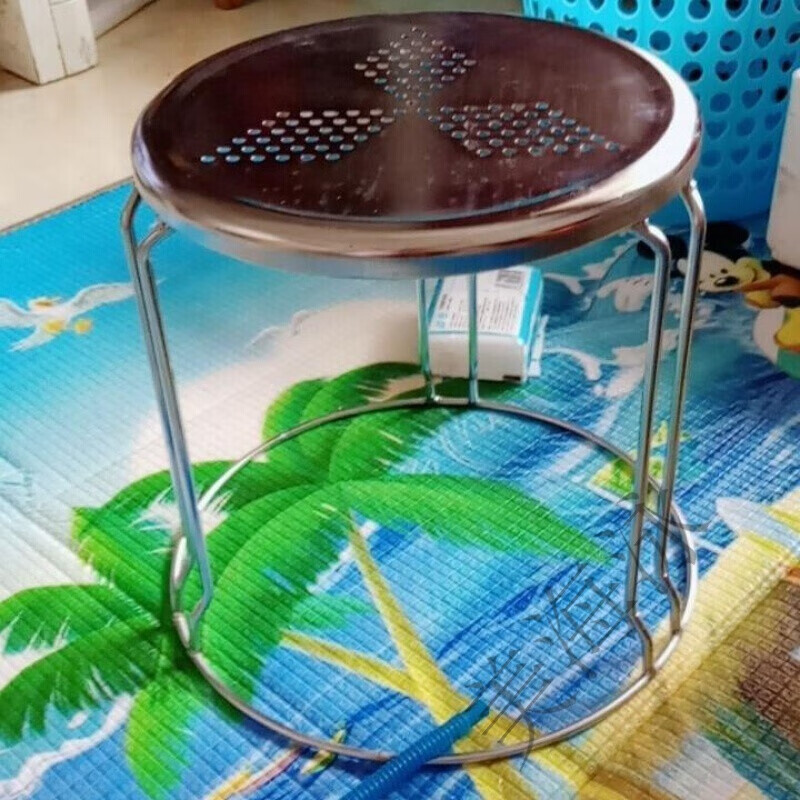 定制钢筋圆凳铁面圆凳子家用八孔圆凳折叠凳子铁圆凳子时尚餐凳预售