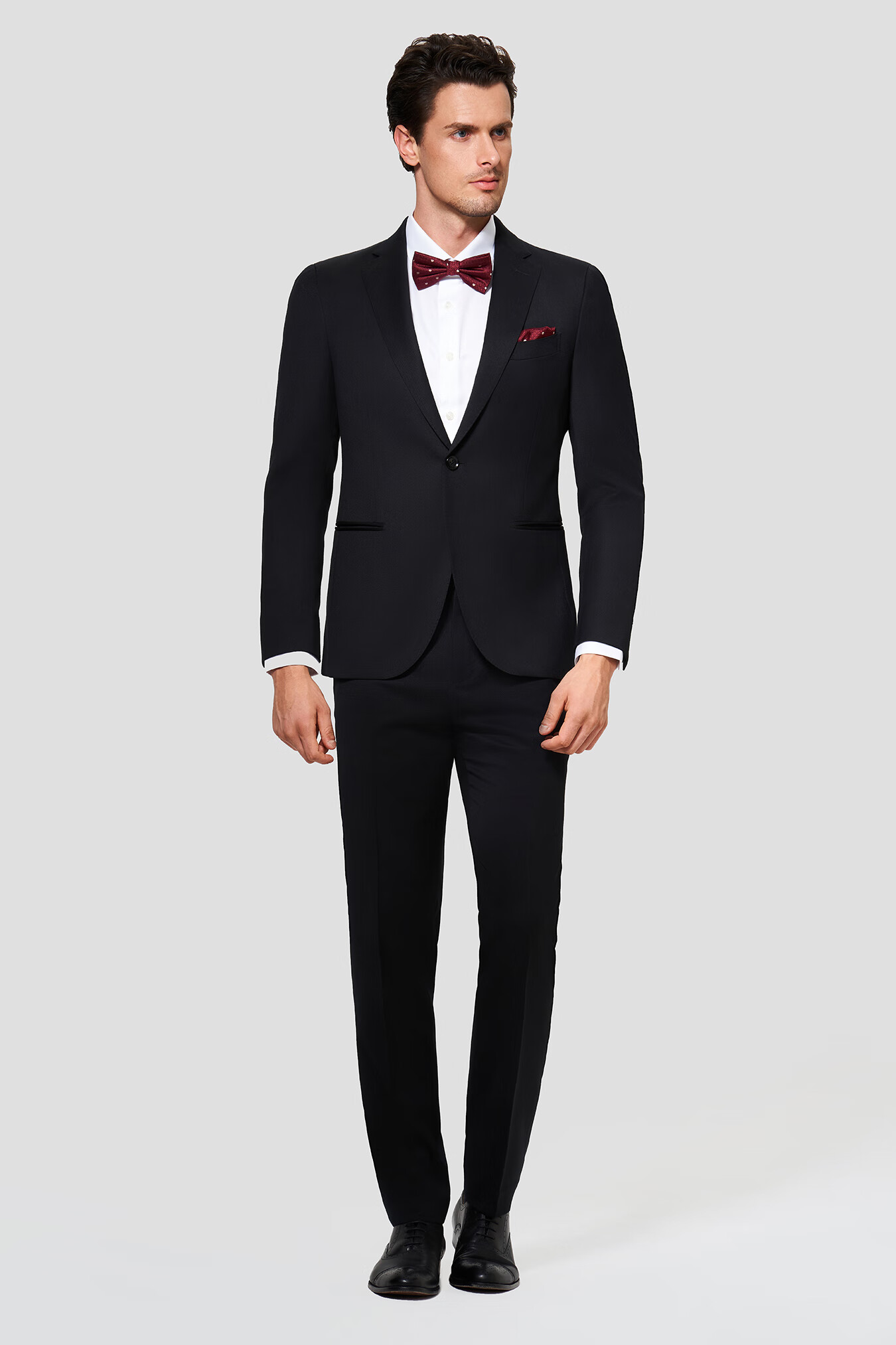 11超值预售】lampo蓝豹全季款男士套装西服上装黑色商务小格纹西服