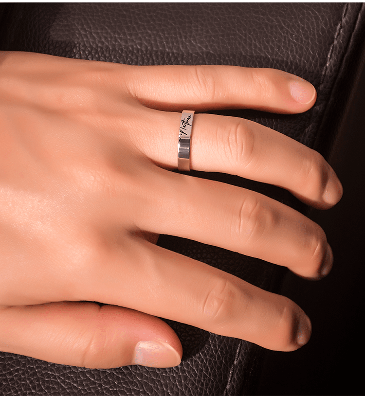 雅世莱定制小ck素圈戒指情侣款对戒银一对学生小众设计刻字求婚礼物