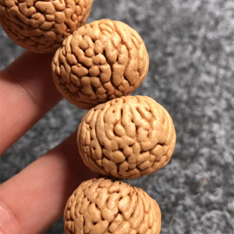 野生正圆精品矮桩磨盘老树桃核手串脑纹密蚂蚁纹脑纹文玩核桃手链边20